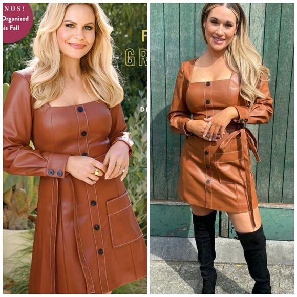 STAUD Dresses & Skirts - STAUD Oz Faux Leather Belted Mini Dress
